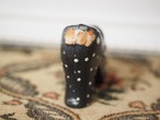 ブラック水玉　陶器のハイヒールシューズ（ヒビあり） 画像7