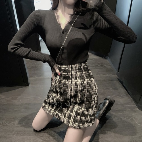 Xiaoxiangスタイルのサブレングススカート女性の春のショートスカートは薄いAラインスカート2020新しいバッグヒップスカートツイードスカート 香港の味16378406240