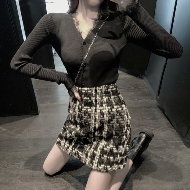 Xiaoxiangスタイルのサブレングススカート女性の春のショートスカートは薄いAラインスカート2020新しいバッグヒップスカートツイードスカート 香港の味16378406240