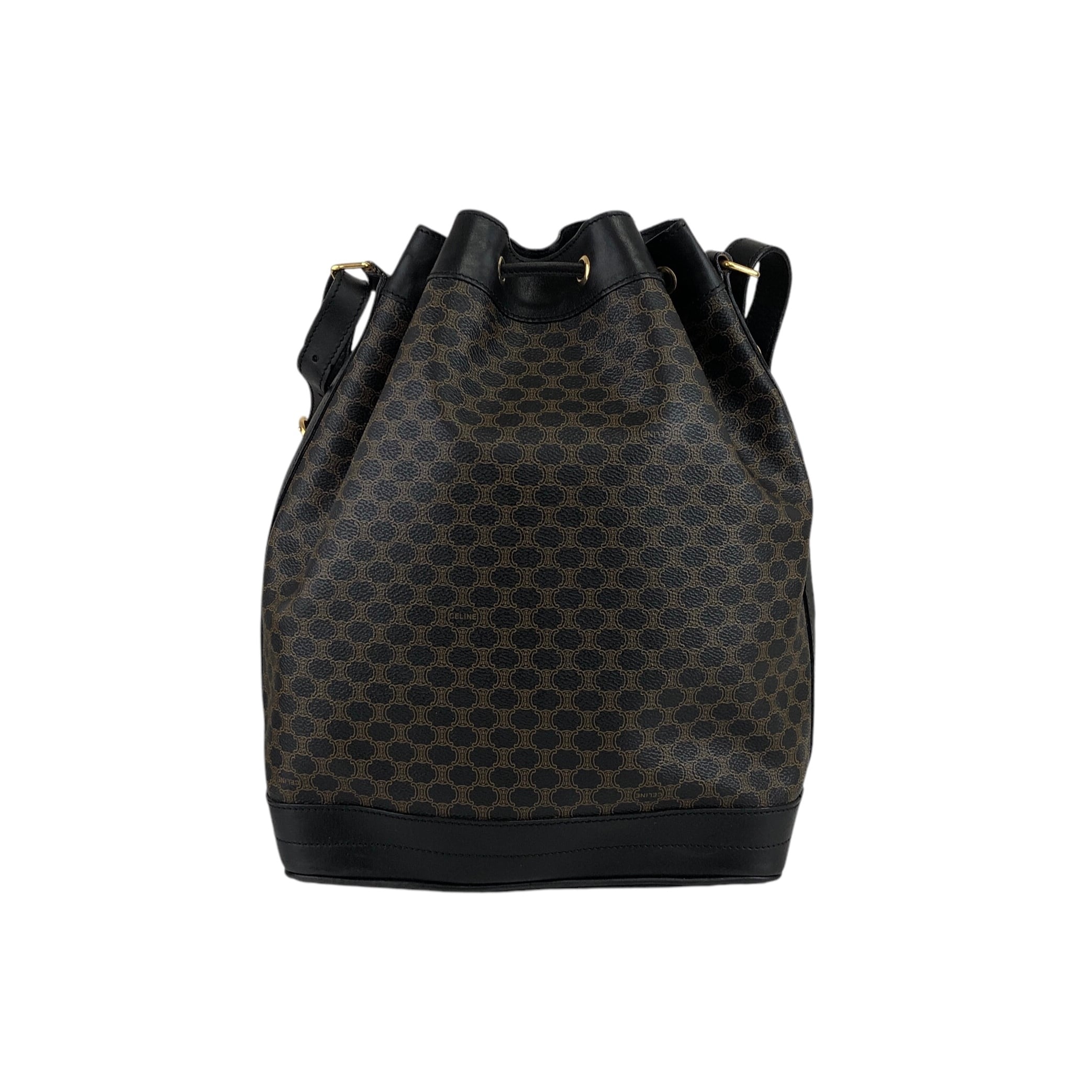 美品 CELINE セリーヌ トートバッグ 黒マカダム 肩掛け PVC ブラック CELINE セリーヌ マカダム ショルダーバッグ ブラック ブラゾン型押し