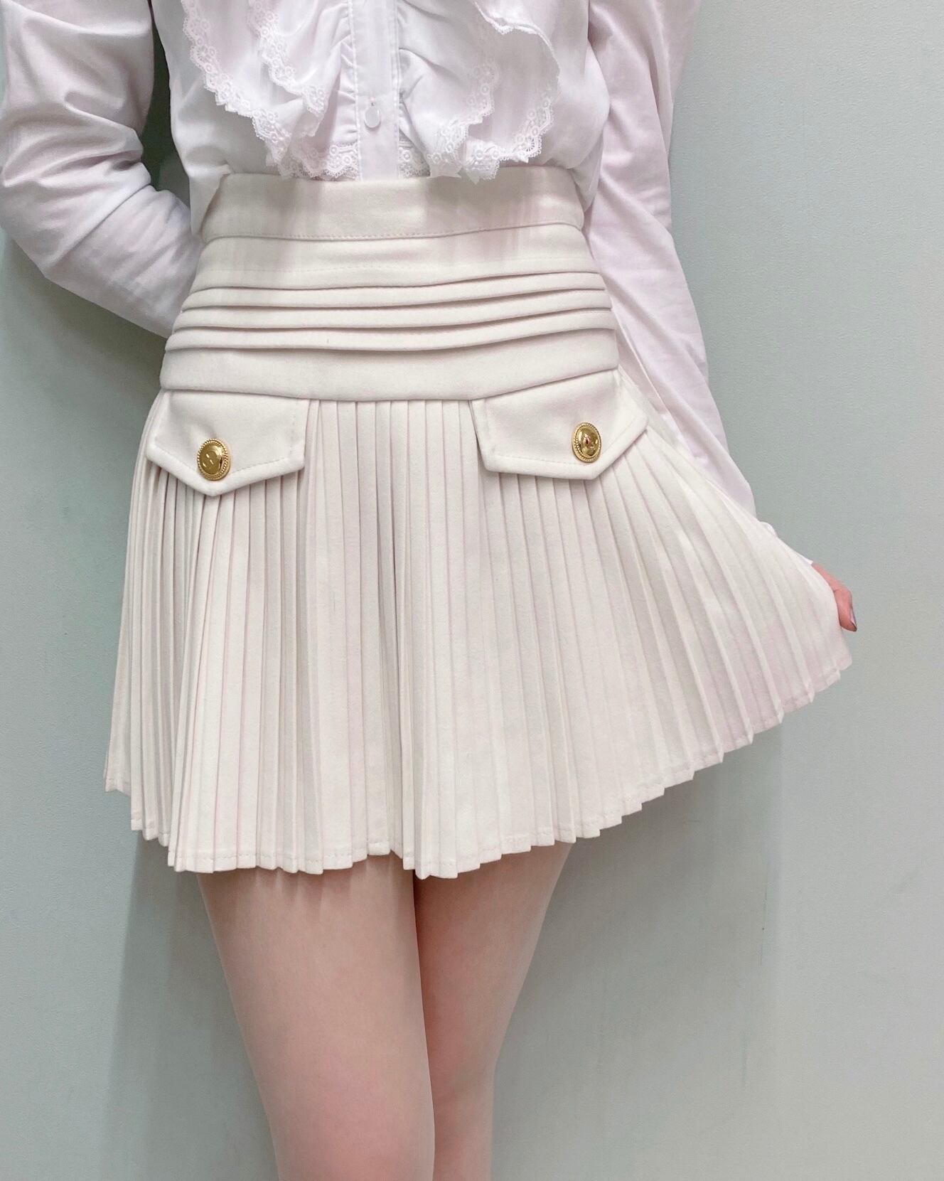 Mono Pleats Mini Skirt