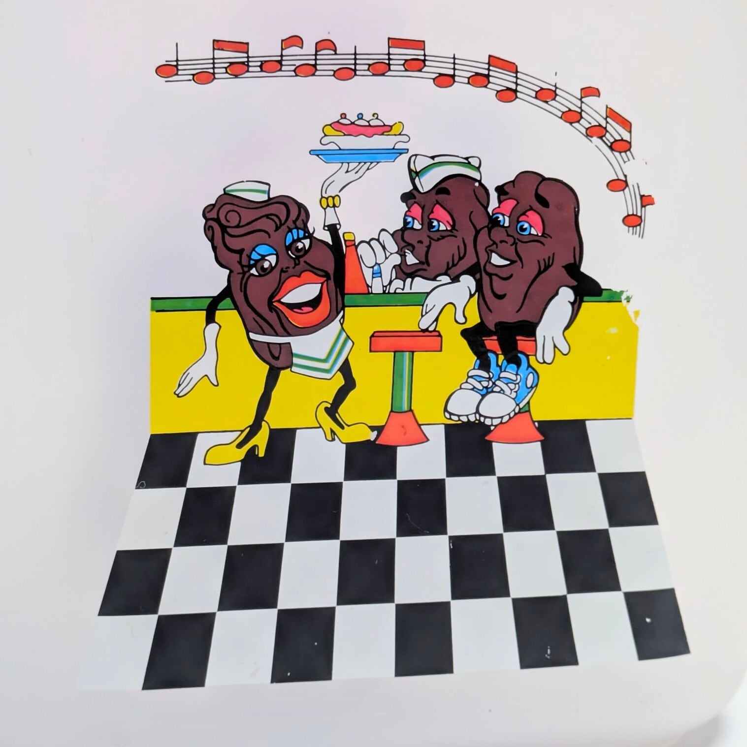 ☆ VINTAGE JUNK 1980年後半〜1990年前半 ☆【 California Raisins（カリフォルニアレーズン）】 プラスチックコンテナ 〚アメリカン雑貨 アメトイ〛