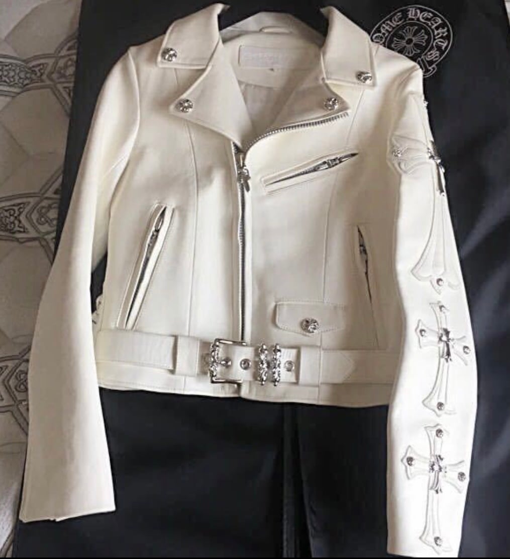 CHROME HEARTS クロムハーツ jj ディーン ライダース ジャケット ホワイト ホースレザー