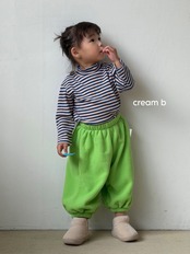 韓国子供服 / 26winter / cream bbang / ボーダーリブハイネックTシャツ / キッズ / 冬服 *XXS~XL*