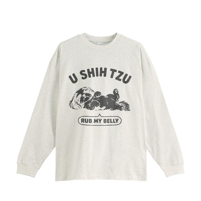 Rub My Belly Oversized Long Sleeve Tee Oatmeal U0123