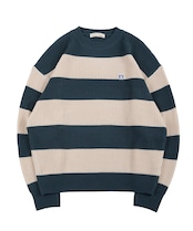 【#Re:room】ONE POINT BORDER BIG CREW KNIT［REK123］