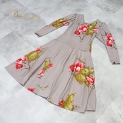 社交ダンス 衣装 ドレス ワンピース ブラウン系 ベージュ系 花 花柄 かわいい 上品 茶 赤 伸縮 ストレッチ 練習 レッスン 落ち着いた色 ダンス衣装 イベント ステージ パーティー おしゃれ レディース ダンス 長袖 ピンク系 レッド系