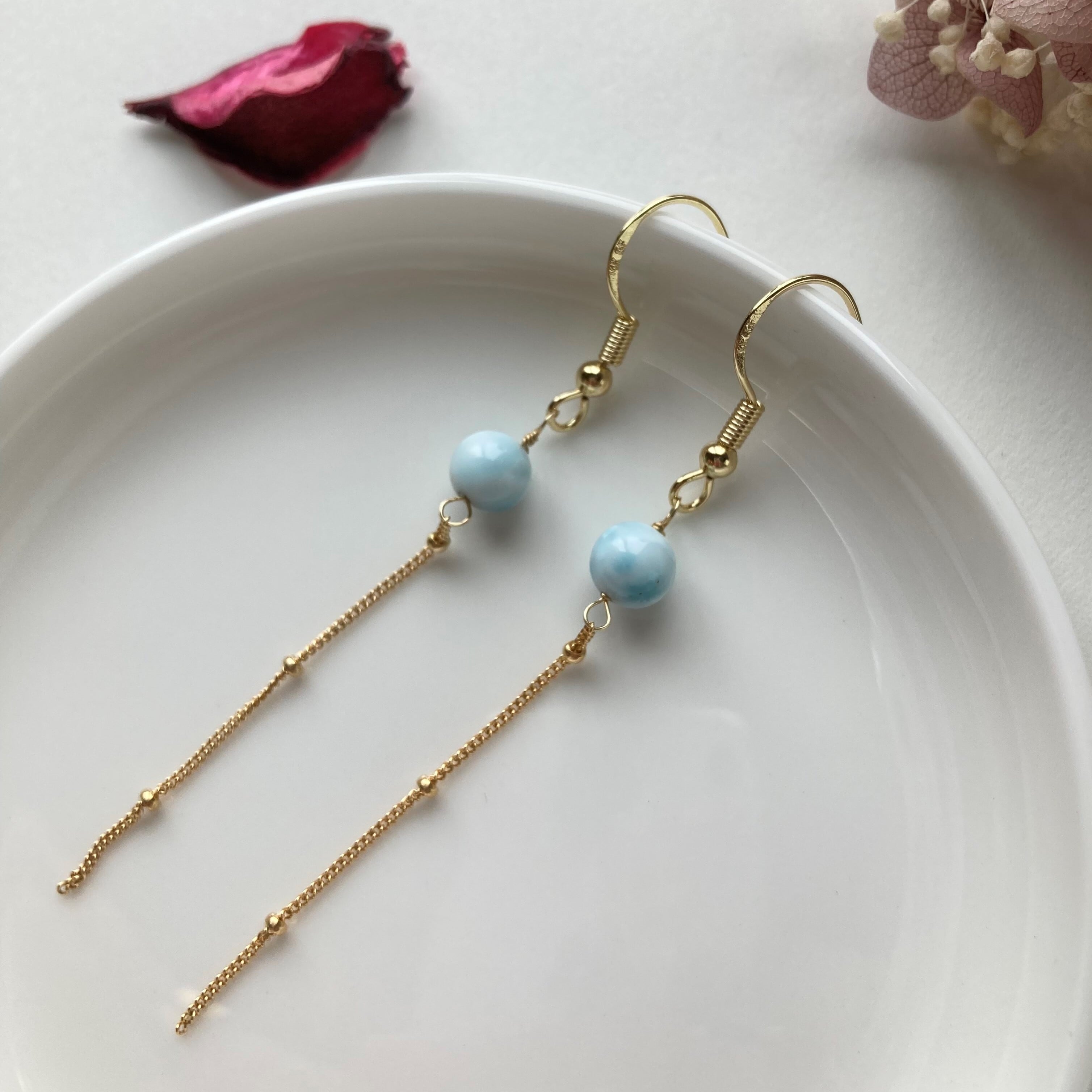 ラリマー サテライトチェーン ピアス 14kgf