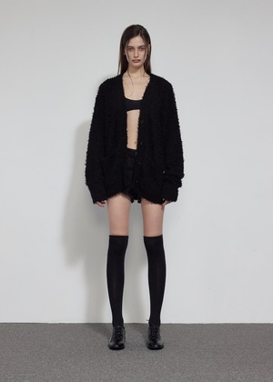 [BOHEMIAN SEOUL] HAIRY OVERFIT CARDIGAN, BLACK 正規品 韓国ブランド 韓国通販 韓国代行 韓国ファッション bohemseo ボヘミアンソウル ボヘムソ 日本 店舗