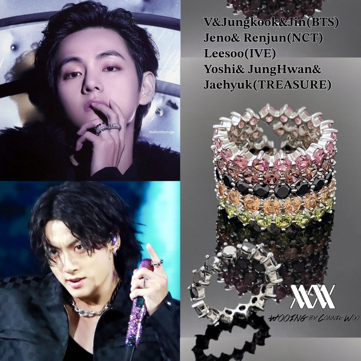 ★BTS 全員 着用！！【WOOING】Silver Compass Stackable Ring Earth Stone | もごつ
