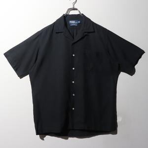 極美品 M 完全無地 シルクコットン Caldwell ポロラルフローレン ブラック 半袖開襟シャツ Polo Ralph Lauren