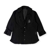 VALENZA SPORTS バレンザスポーツ ドット風 デザイン ラインストーン Vネック 長袖シャツ ブラウス 40/ブラック レディース