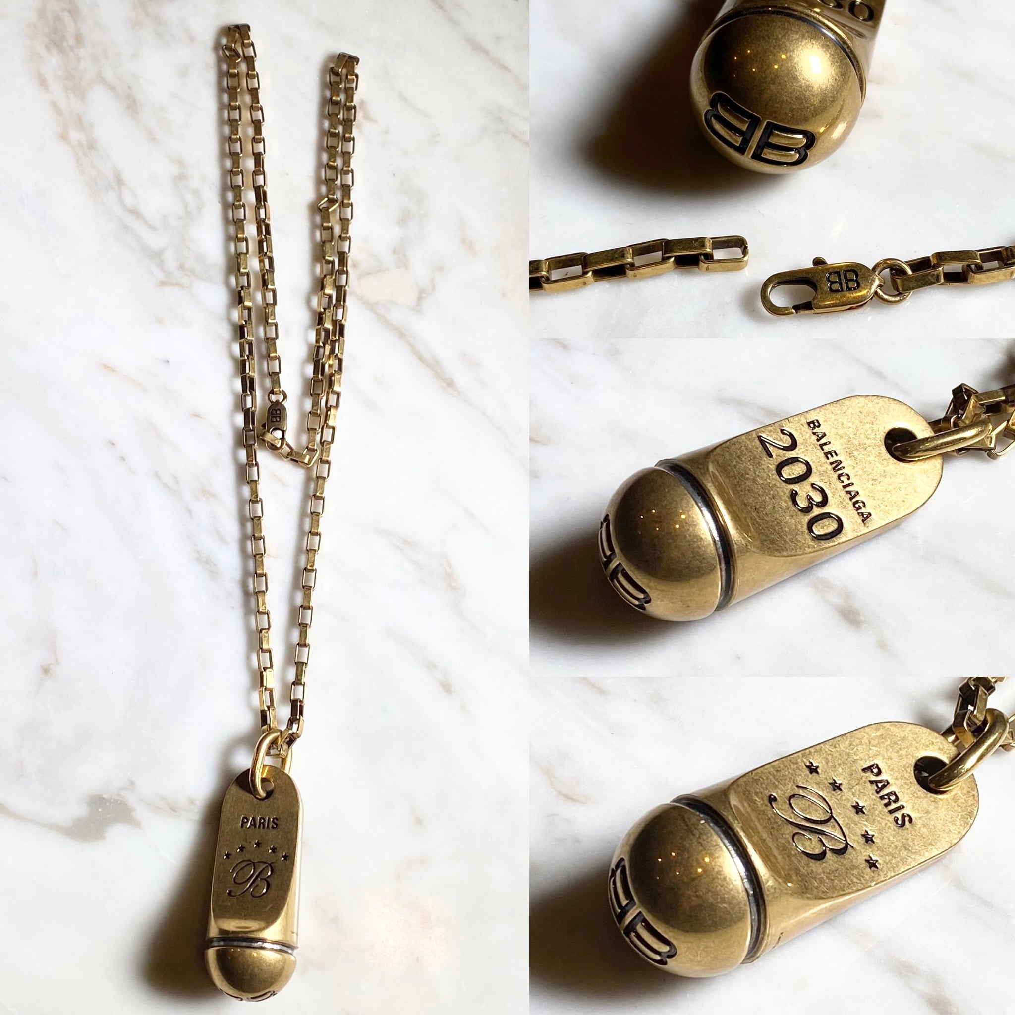 BALENCIAGA gold color metal necklace “HOTEL” designed by Demna 