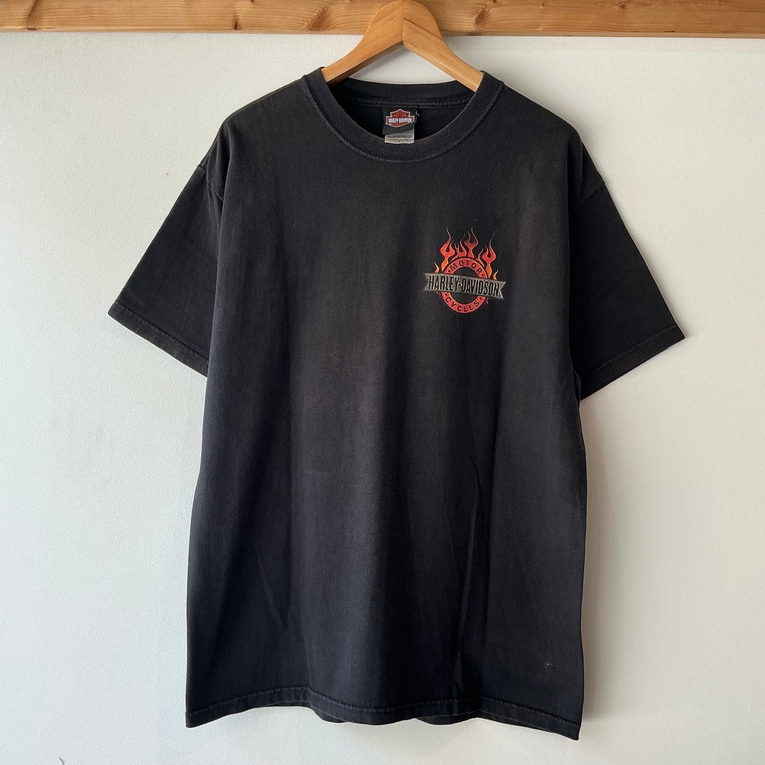 00's Harley-Davidson フェードTシャツ ブラック リンガーTシャツ