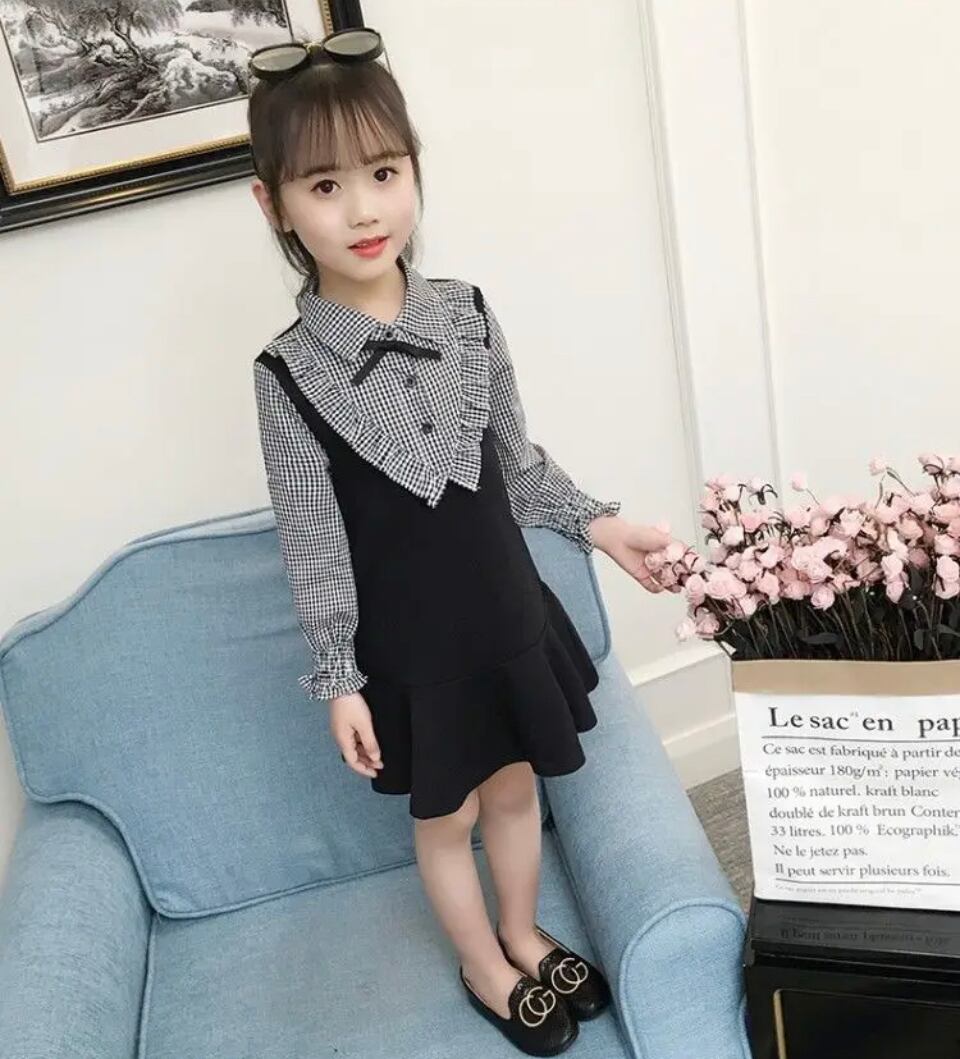 リボンモノトーンワンピース•••••••海外子供服 キッズ フォト 撮影 ギンガムチェック 入学入園 イベント フリル プチプラ 春