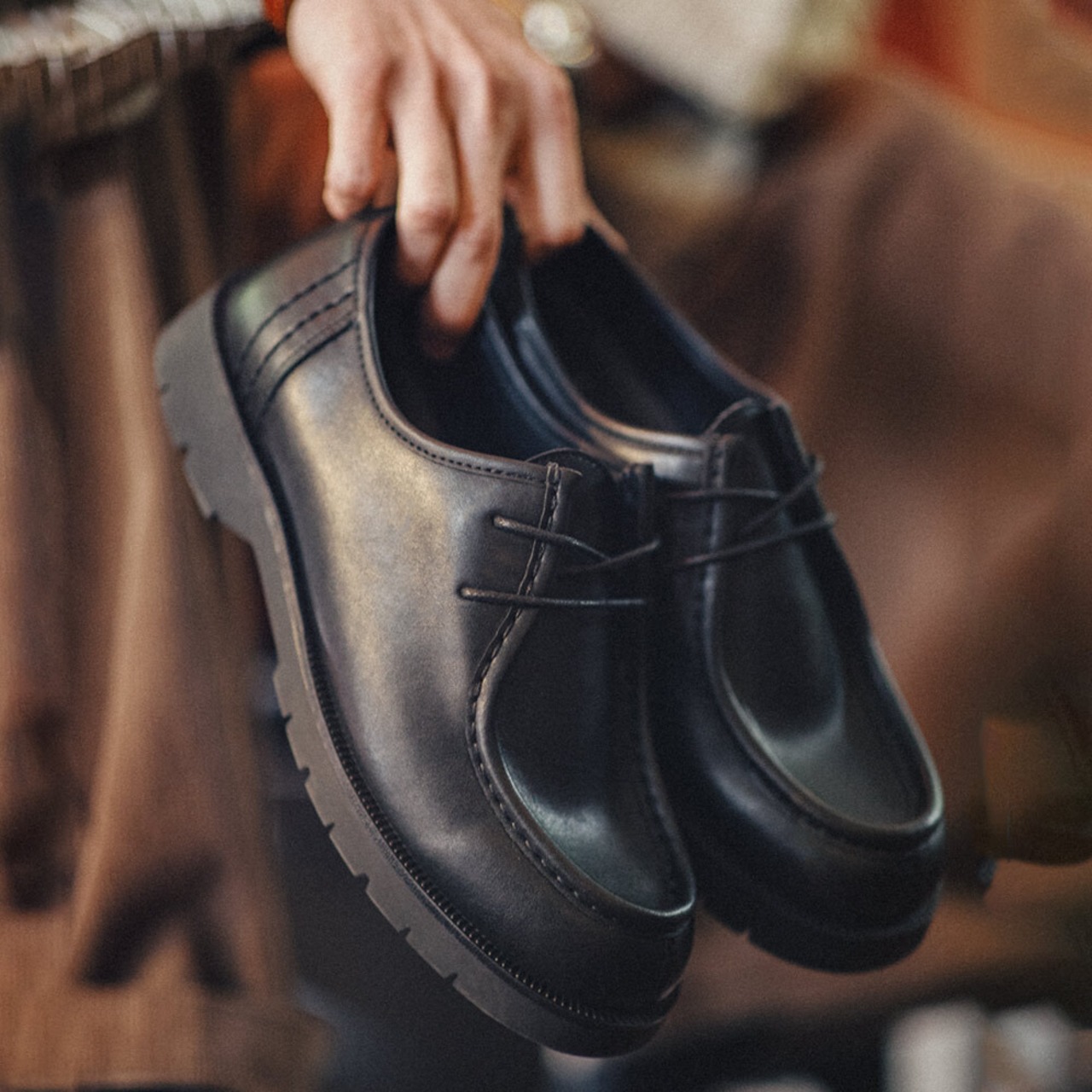 Black Lace-Up Loafer Shoes / ブラック レースアップ ローファー シューズ