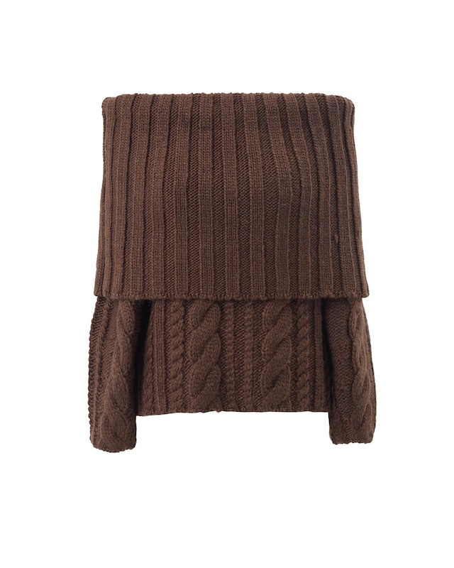 オフショルケーブルニット Malou ブラウン オフショルケーブルニット Malou ブラウン