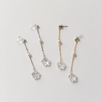 揺れる チェーン ミニフラワーピアス／イヤリング｜プラム｜サムネイル1