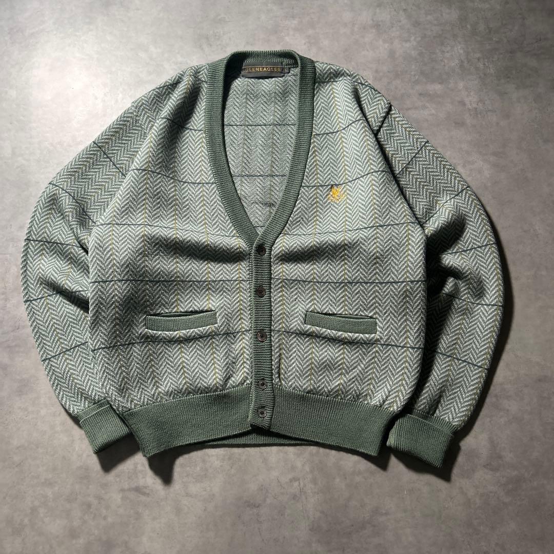 Vintage Green Check Cardigan