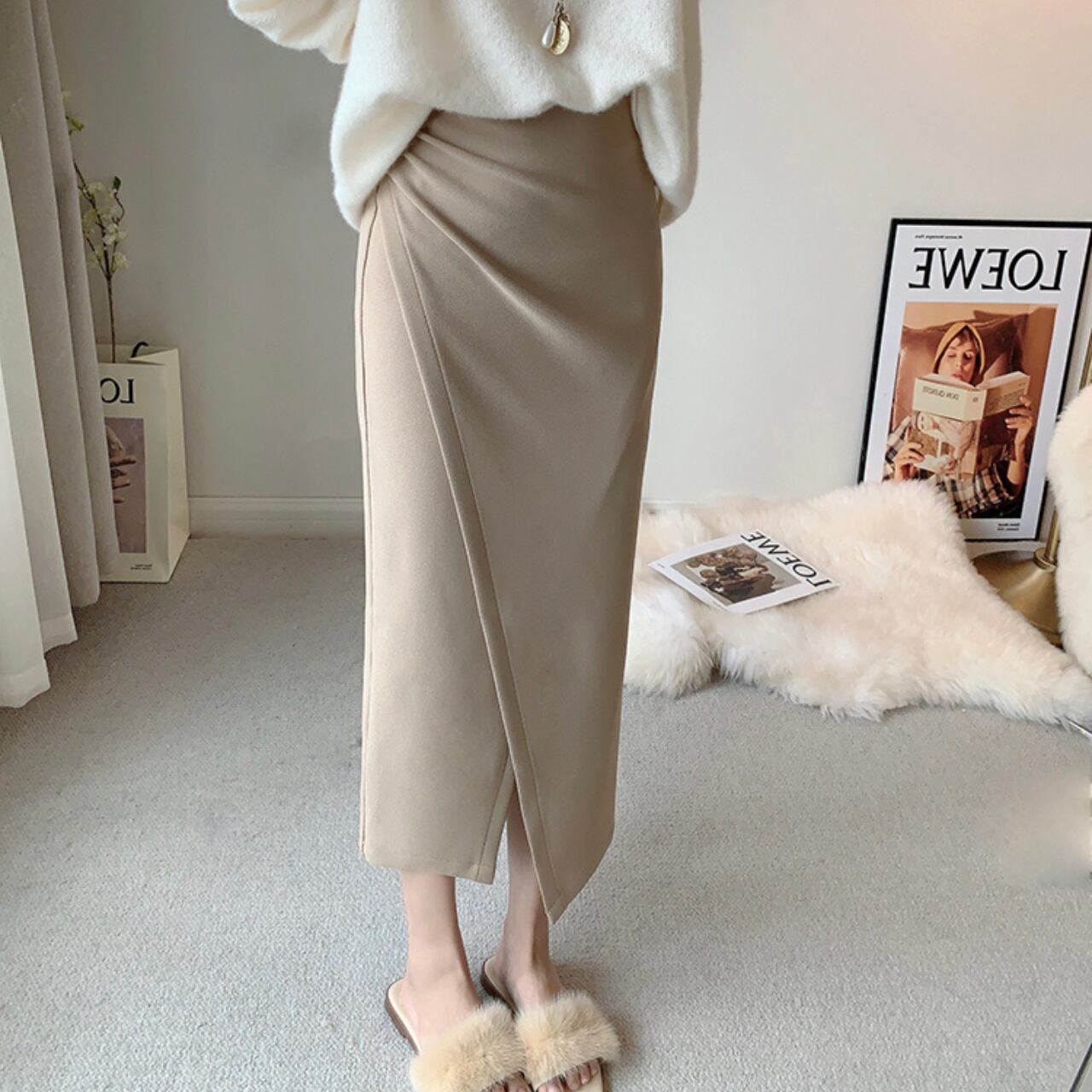 ハイウエスト クロス タイトスカート