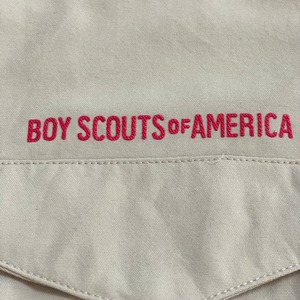 【BOYSCOUTS OF AMERICA】ワークシャツ 長袖シャツ 刺繍 ワッペン 星条旗 4XL 超ビッグサイズ  ボーイスカウト US古着