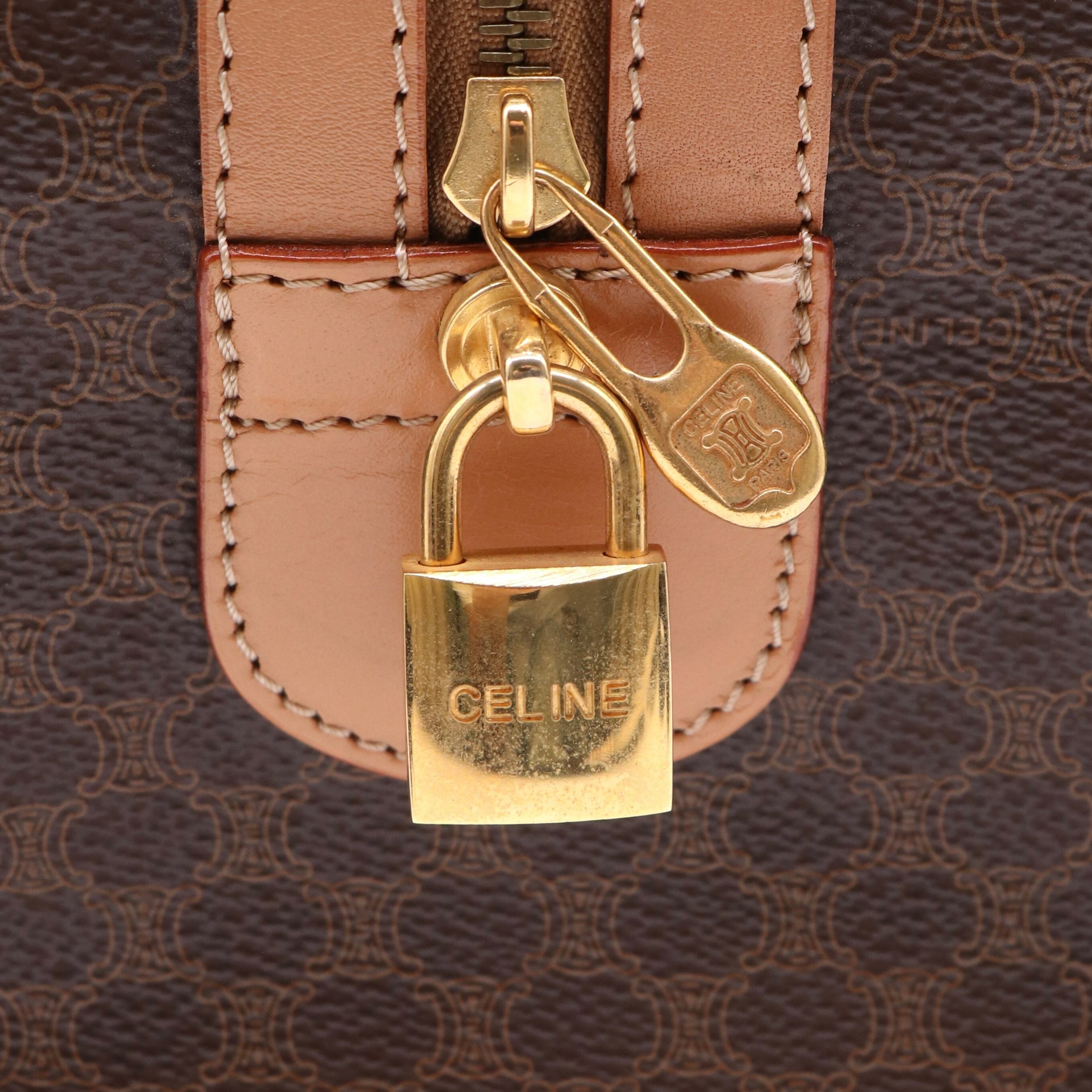 CELINE セリーヌ マカダム ハンドバッグ ボストンバッグ pvc レザー