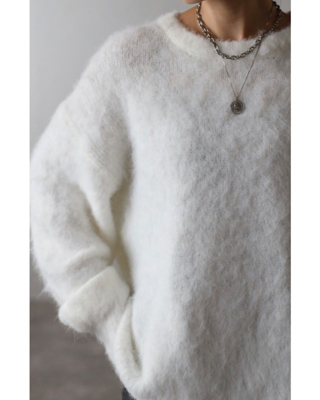 シャギーモヘアライククルーネックニット