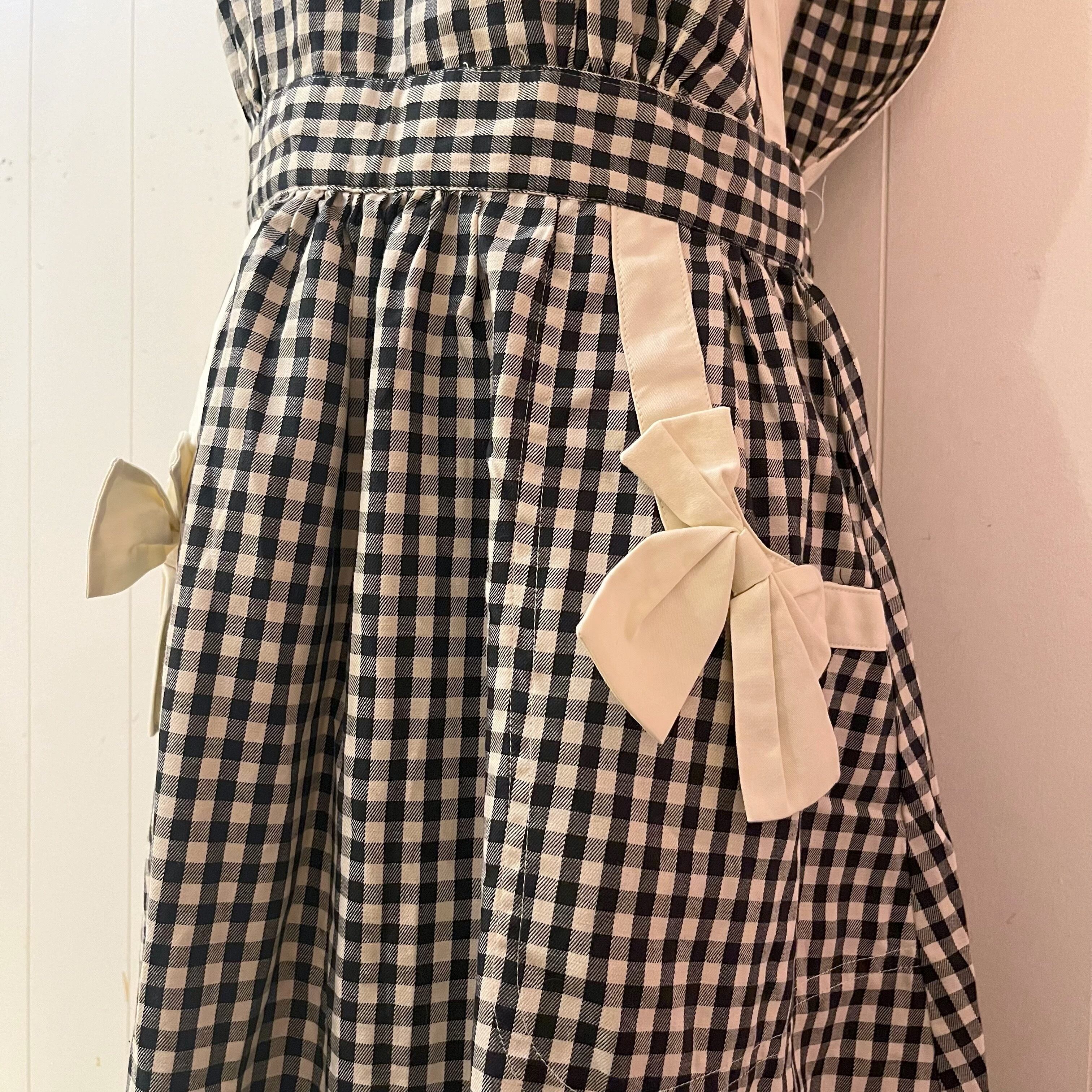 gingham check ribbon one-piece