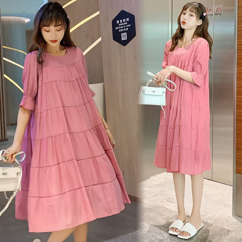 【新作】【送料無料】 マタニティウェア2020夏の新しいファッションコットンとリネンのステッチルーズAラインスカートミドル丈プラスサイズのマタニティスカート-アリババ 大きめサイズ サマー 夏物 expec280447779717