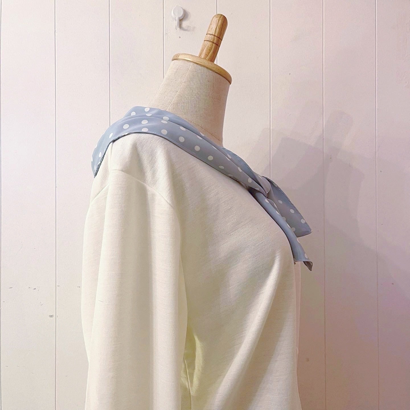 light blue dot sailor collar knit po
