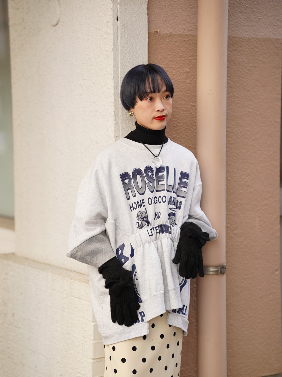 77circa(ナナナナサーカ) “ circa make waist shirring wide print sweat top(Gray)”