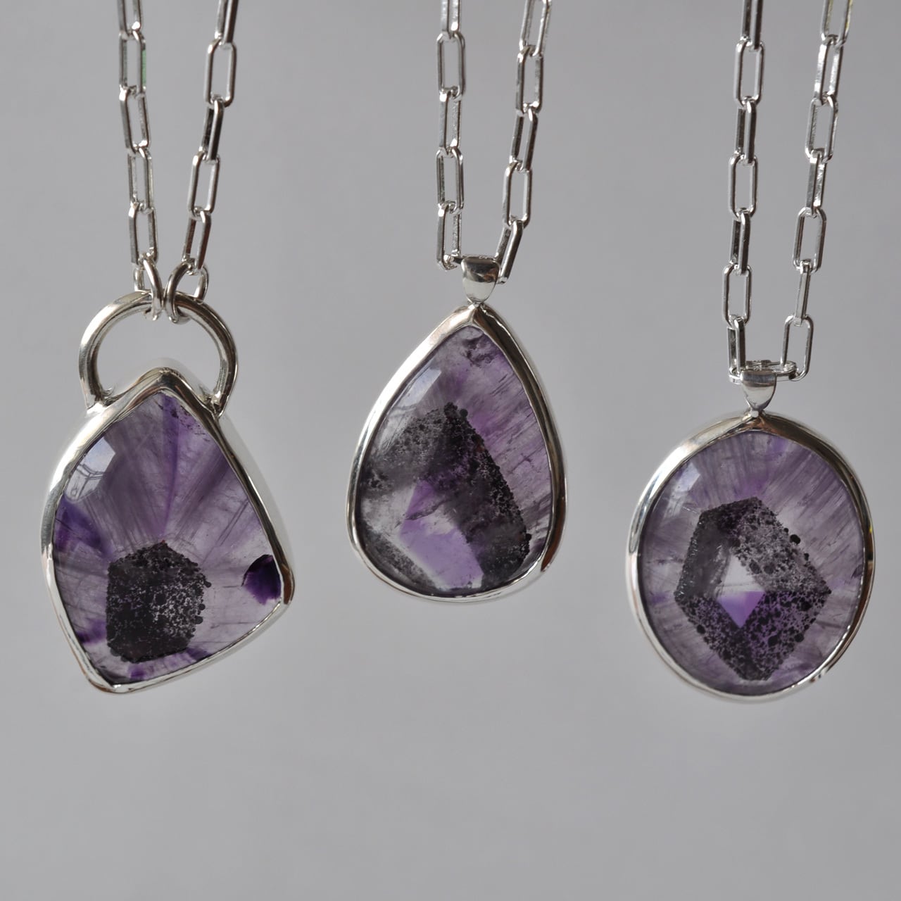 トラピッチェアメジスト、宝石質グリーンアメジストのピアスとネックレスセット Trapiche Amethyst Necklace トラピッチェアメジスト ネックレス