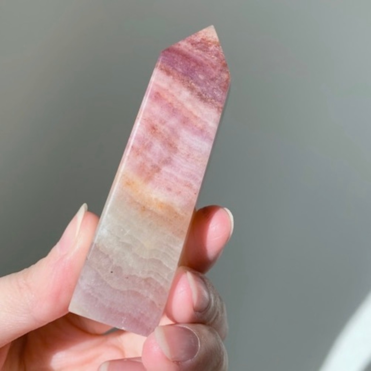 ピンクフローライトタワー*フローライト*天然石ポイント*インテリア*T43