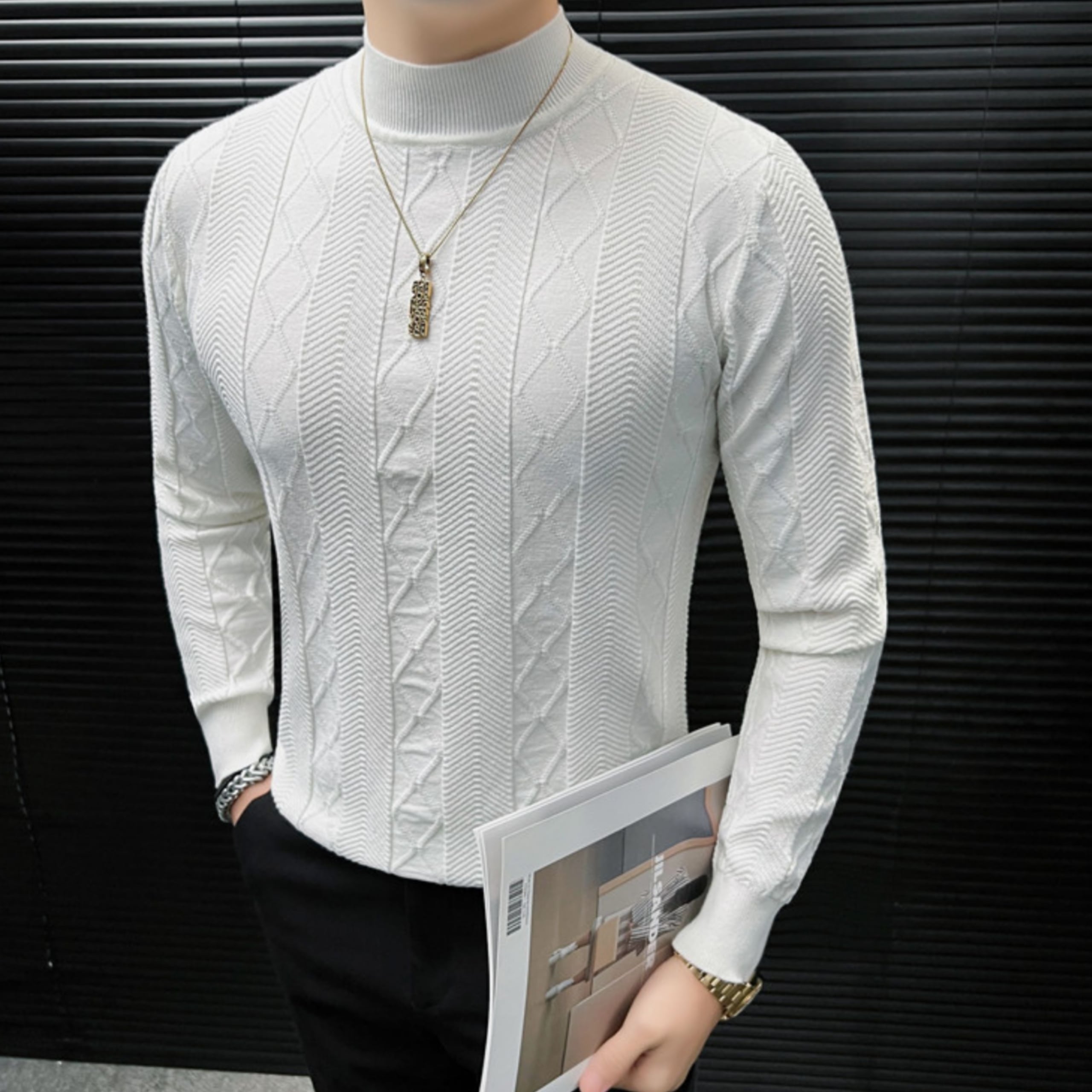 アーバンリファインパターンニット(4color) M0886