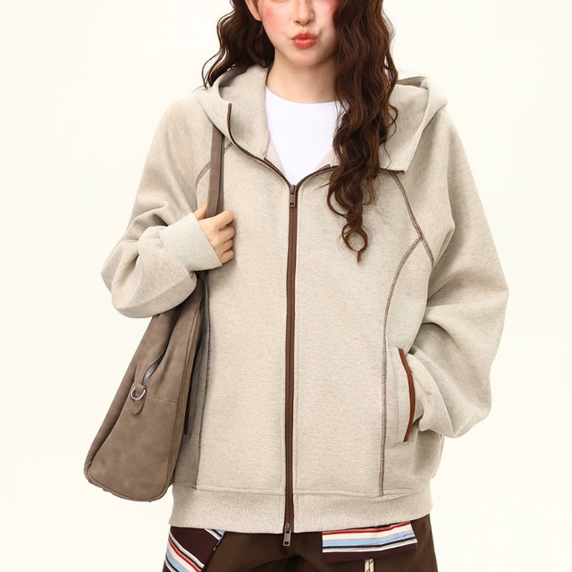 contrast-line zip hoodie　コントラストラインジップフーディー　J2176