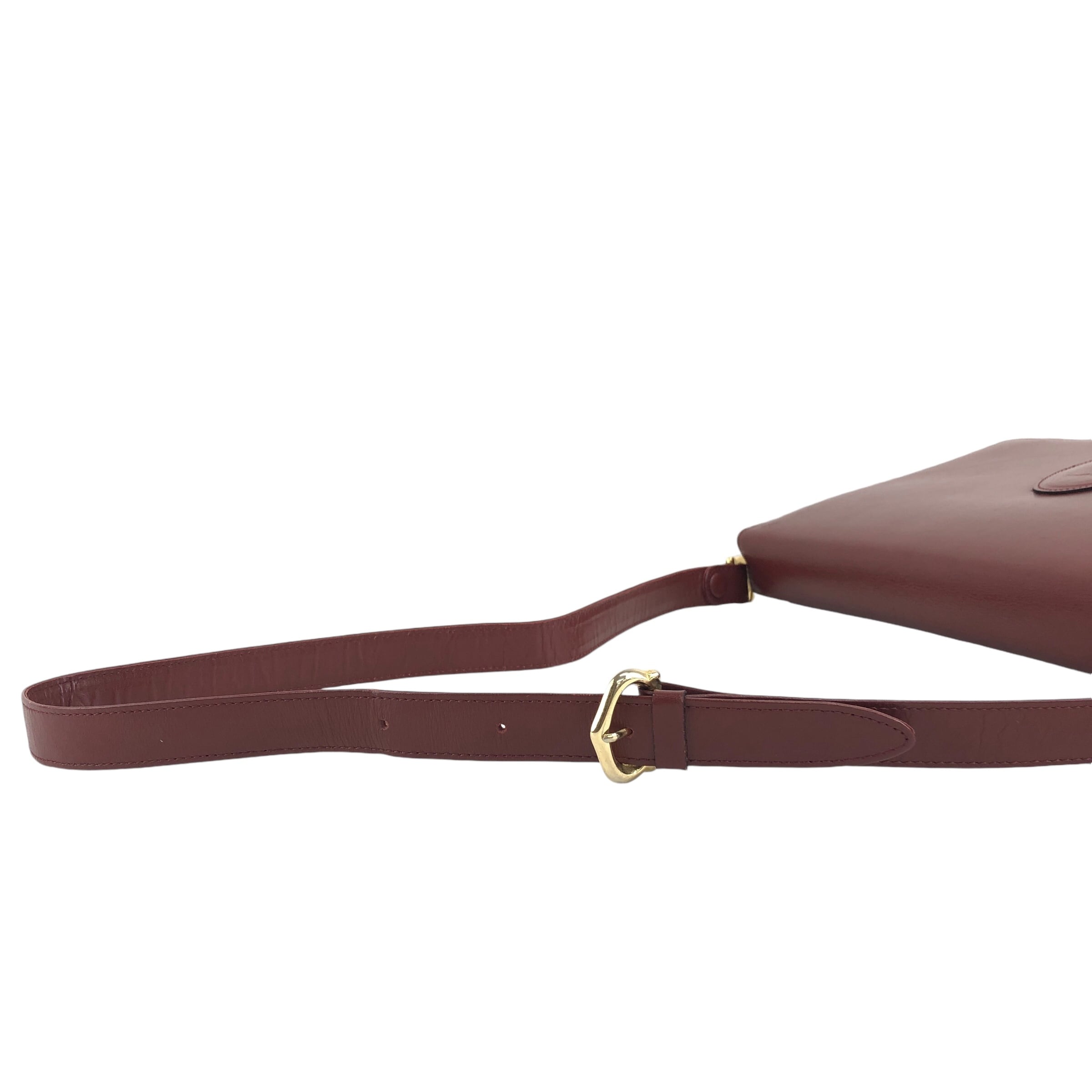 ✨カルティエ　ショルダーバッグ　ボルドー　ヴィンテージ Cartier カルティエ ショルダーバッグ ボルドー ロゴ フラップ vintage