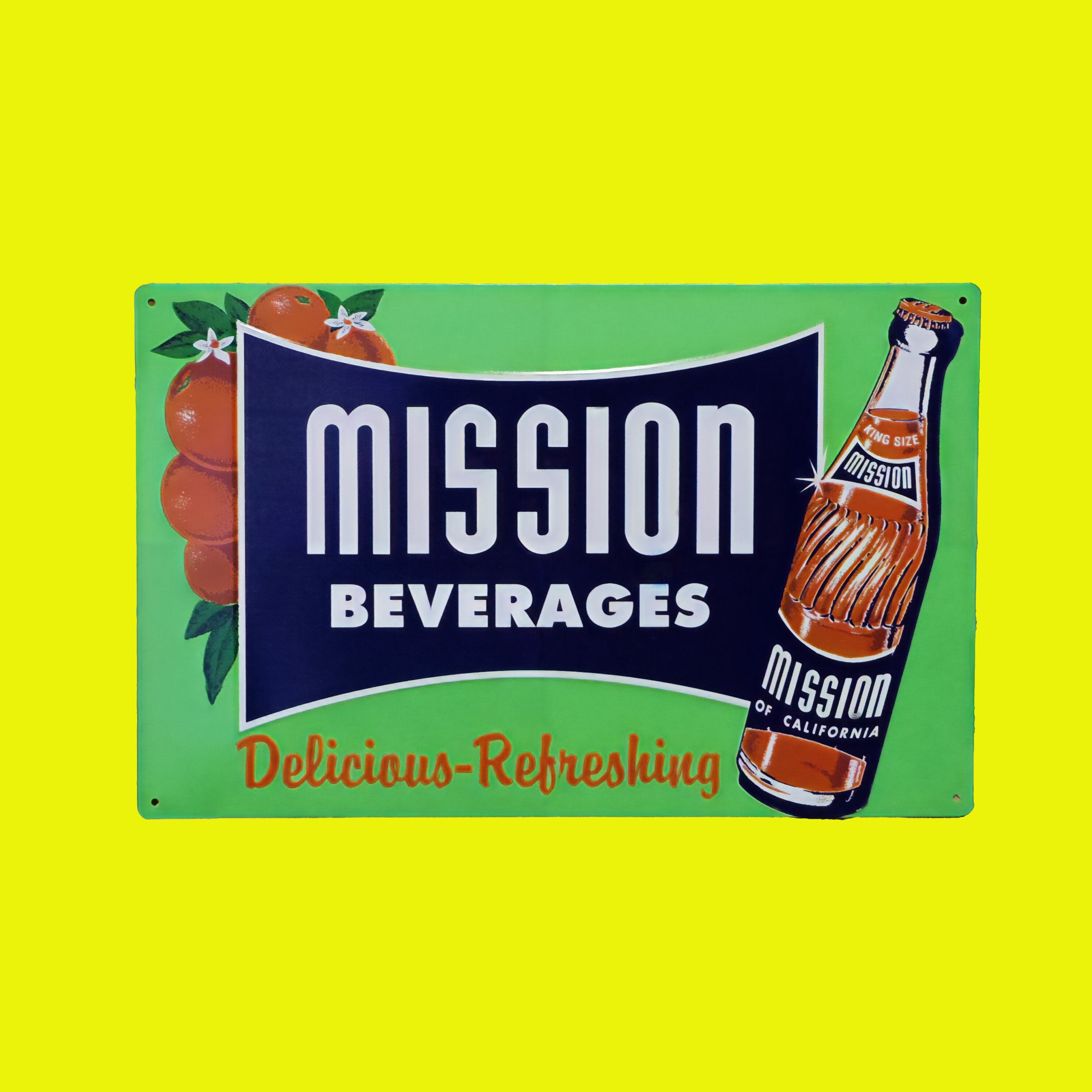 MISSION BEVERAGES ブリキ看板 ミッションビバレッジ（MISSION BEVERAGES）アメリカンブリキ看板