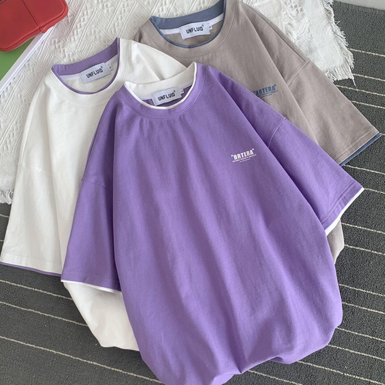 ユニセックス ツートーンカラーtシャツ 韓国ファッション通販 Nosweat