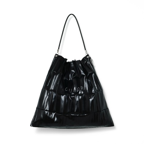 【CHIDORI】Leather Like Pleated Bag / BLACK（CH2603-Z002）