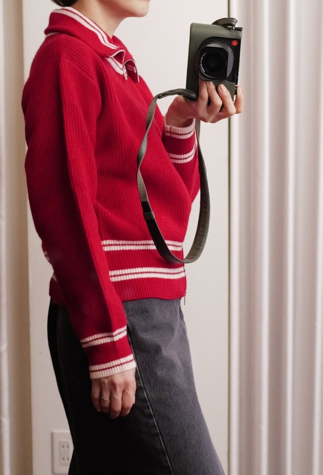 zip up knit red