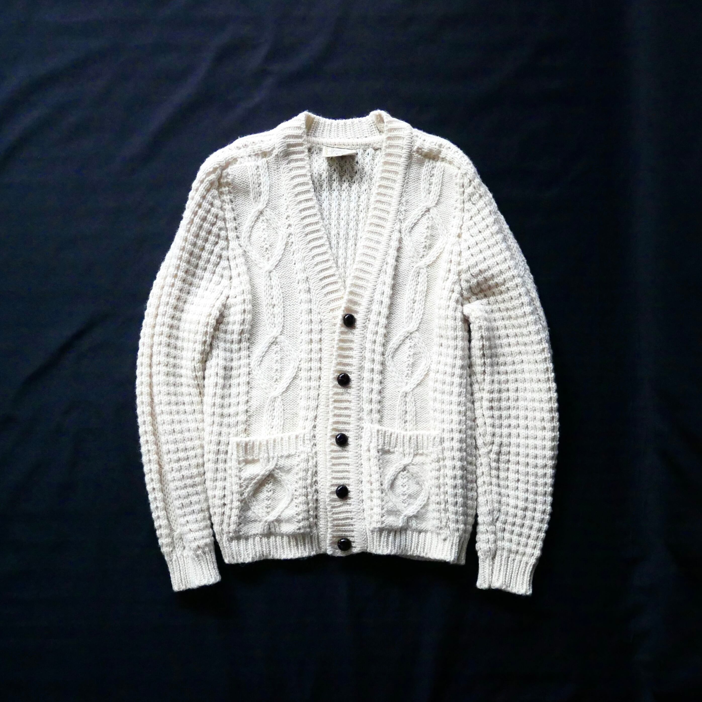 Made in lreland ivory fisherman knit cardigan アイルランド製