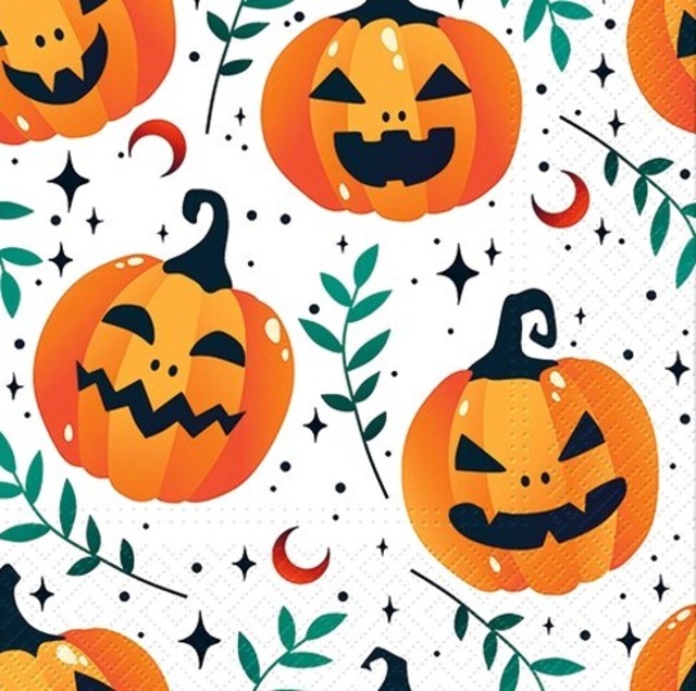 予約商品｜7月下旬入荷｜2025秋冬【PAW】バラ売り2枚 ランチサイズ ペーパーナプキン Mystic Pumpkin Patch ホワイト