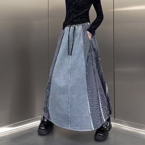 CONTRAST PANEL A-LINE MAXI SKIRT M-18885