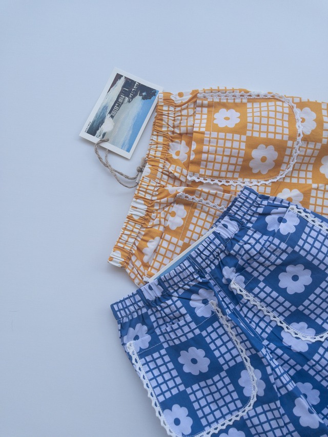 《即納》FISH&KIDS/ NAVY FLOWERS RETRO PANTS
