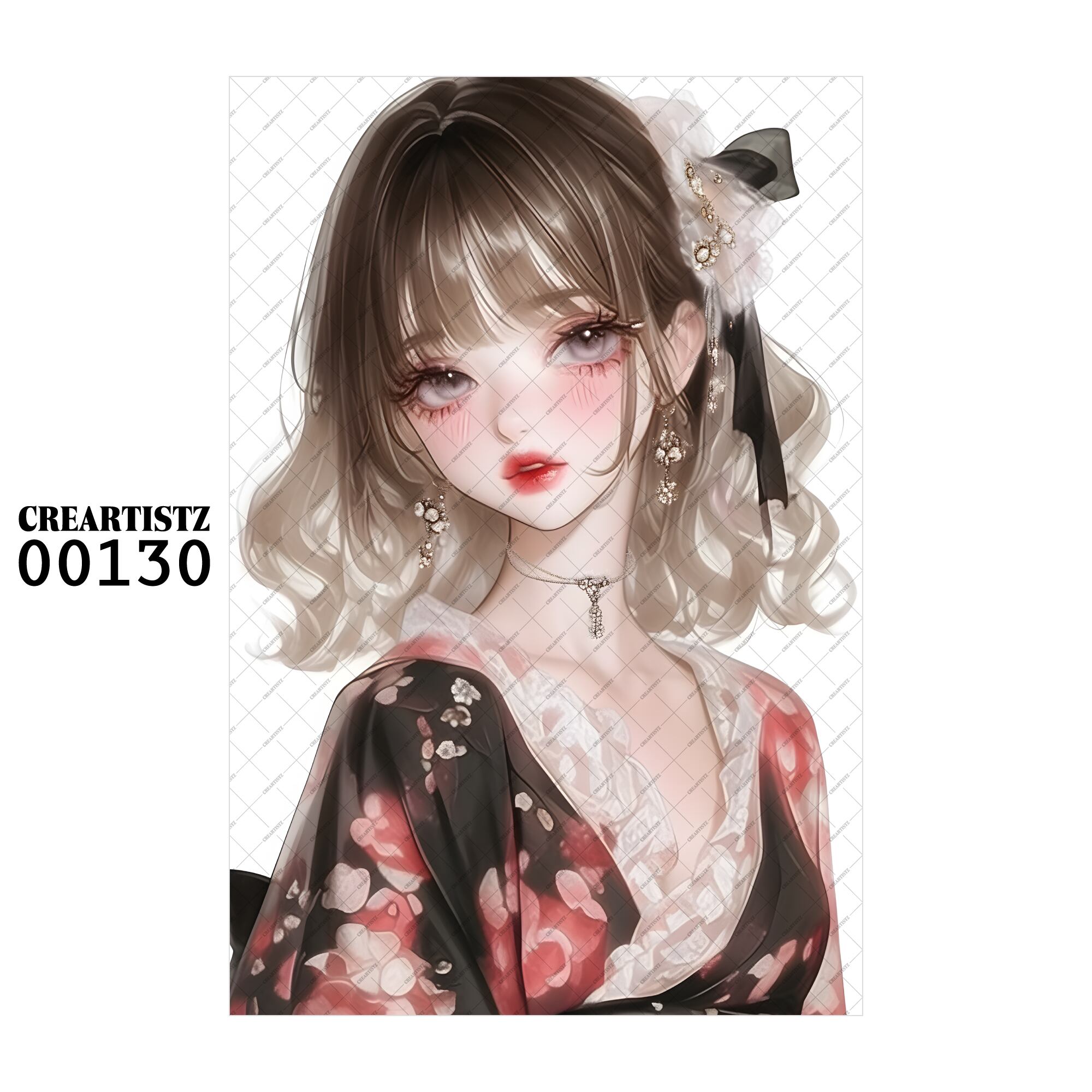 00130 ガール キュート オリジナル ペーパー/ステッカー 4枚セット CREARTISTZ