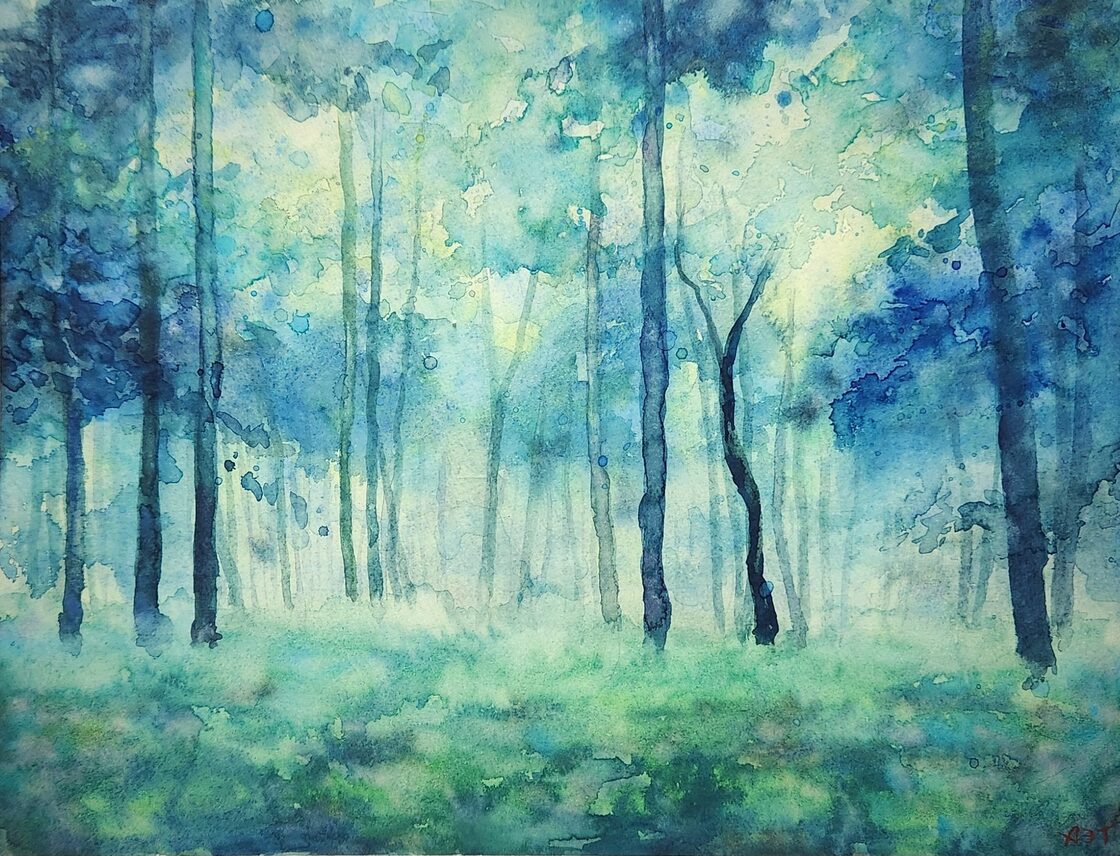 水彩画・原画】ブルーフォレスト Blue forest | PAY ID