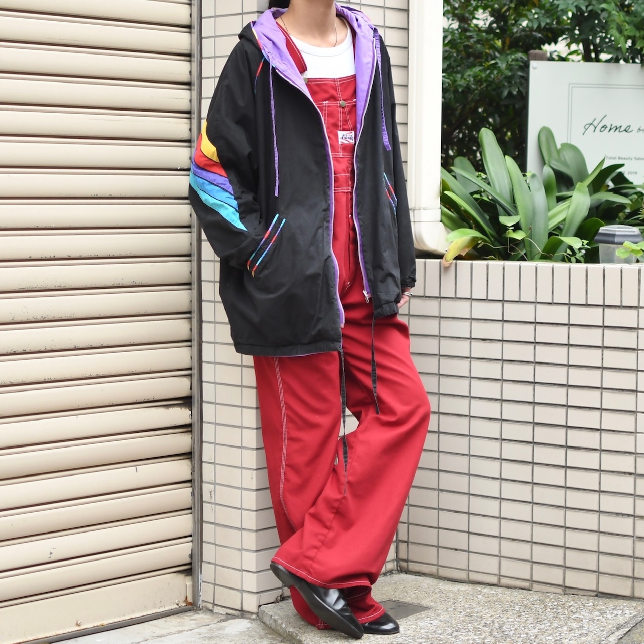 LIBERTY wide flare silhouette overall red