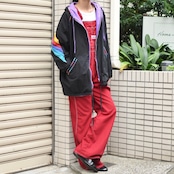 LIBERTY wide flare silhouette overall red