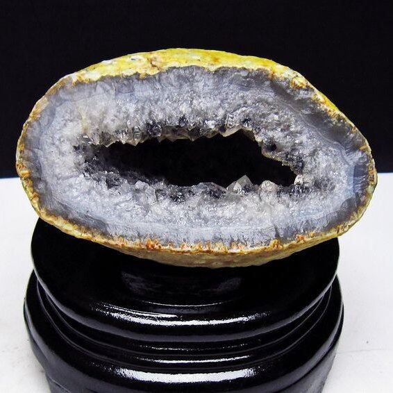 アゲート ジオード 原石 置物 台座付属 瑪瑙 メノウ 晶洞 一点物 181-4193