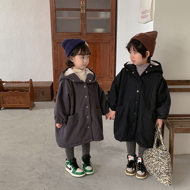 【BABY&KID】冬新作韓国風暖かいフート付きロングコート